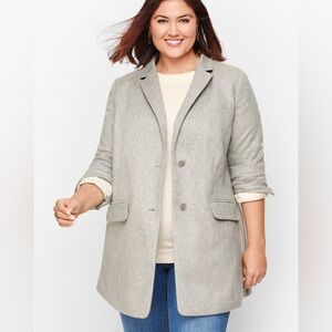$219 Talbots Brushed Italian Wool Gray Blazer Jacket 18WP NWT